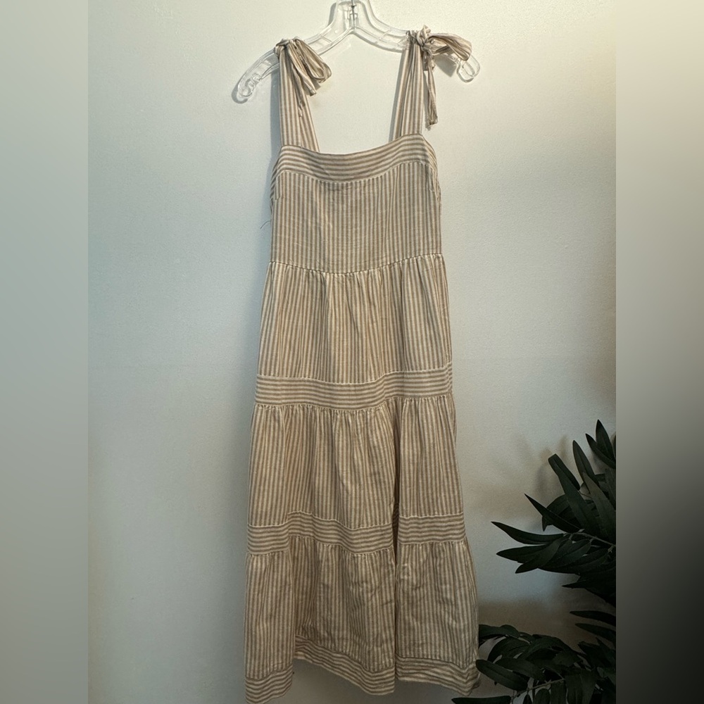 White/Tan stripe dress